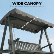 Grey Wooden Garden Swing Chair for 3 Adults with Canopy for Shade and Comfort Outsunny