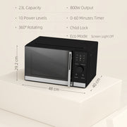 Black 23L 800W Digital Solo Microwave With 10 Power Levels and Auto Cook by HOMCOM