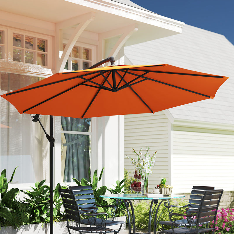 Orange 3m Overhanging Garden Parasol with Base for Outdoor Shade by Outsunny