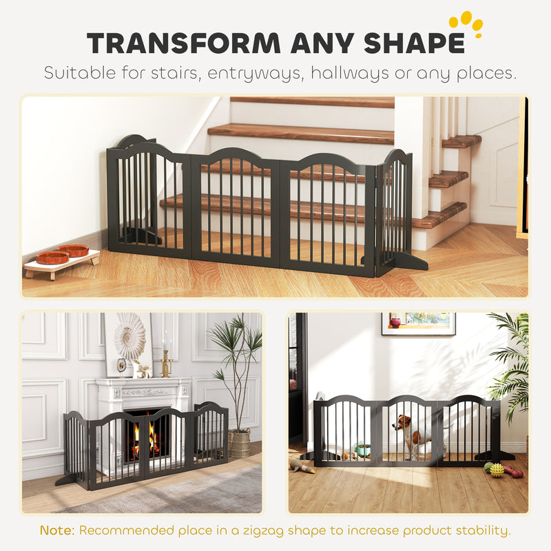 Freestanding Foldable Wooden Puppy Gate for Doorways and Hallways Black