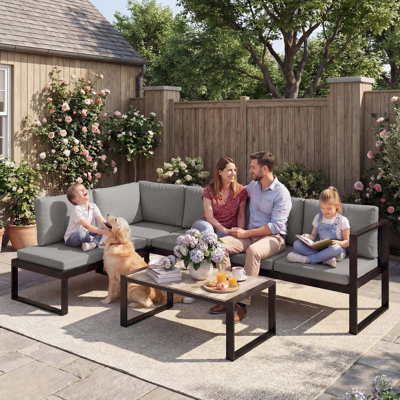 Garden Sofa Set with Removable Cushions and Coffee Table for Flexible Outdoor Seating Black