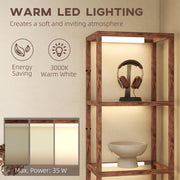 LED Floor Lamp with 4 Glass Shelves Dimmable Tall Light for Living Room Rustic Brown