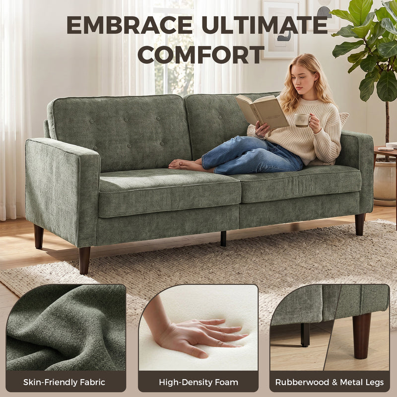 3 Seater Sofa with Spacious Velvet Seating for Comfortable Family Evenings Green