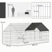 Outdoor Rabbit Run With Shaded Canopy for Safe and Easy Garden Time Black Silver Pawhut