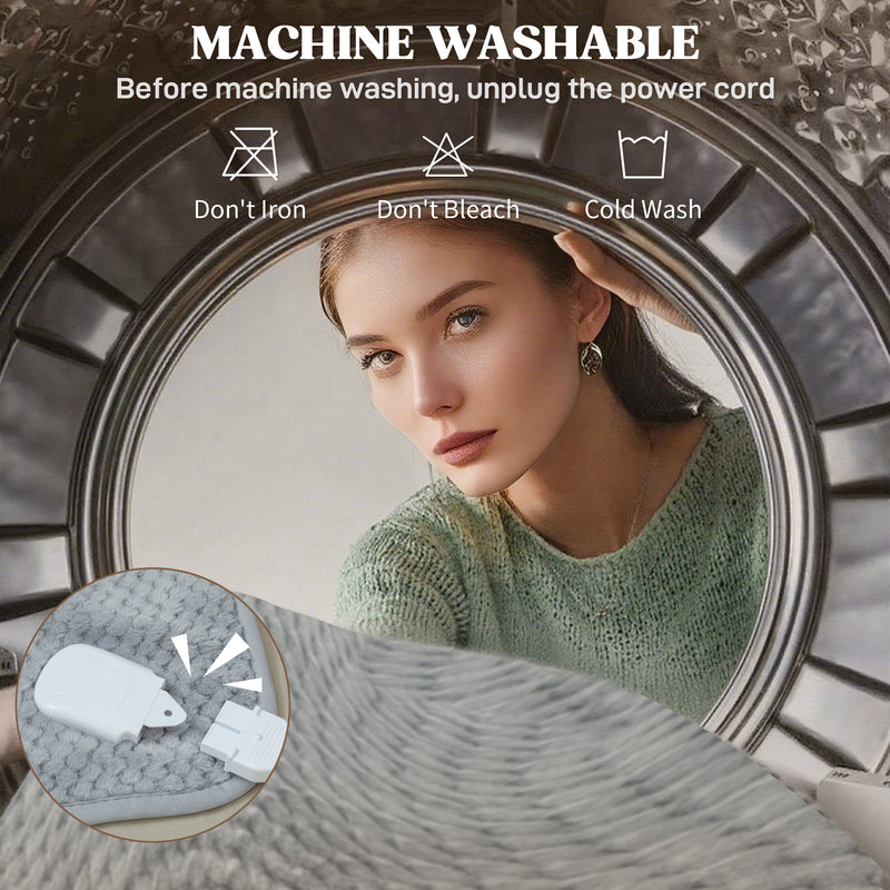 Electric Heated Throw Blanket with 5 Heat Settings and 10 Hour Timer for Cosy Warmth Grey AOSOM