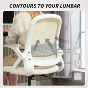 Ergonomic Mesh Office Chair With Lumbar Support And Flip Up Arms For Home Or Office White