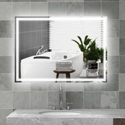 LED Bathroom Mirror with Dimmable Lights and Anti Fog Touch Control for Makeup, Silver