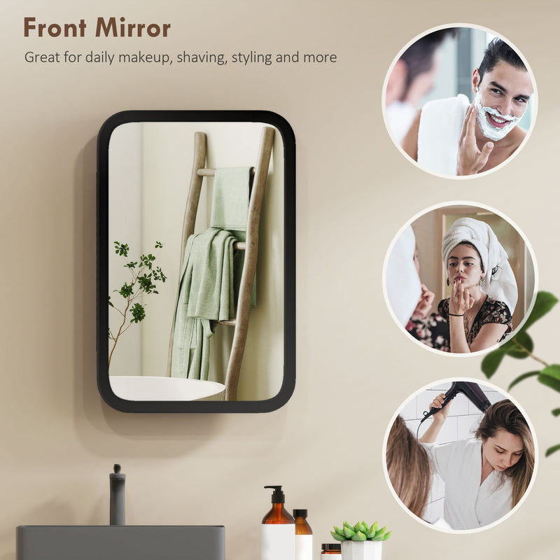 Bathroom Wall Cabinet with Mirror and Shelves for Organised Storage Black