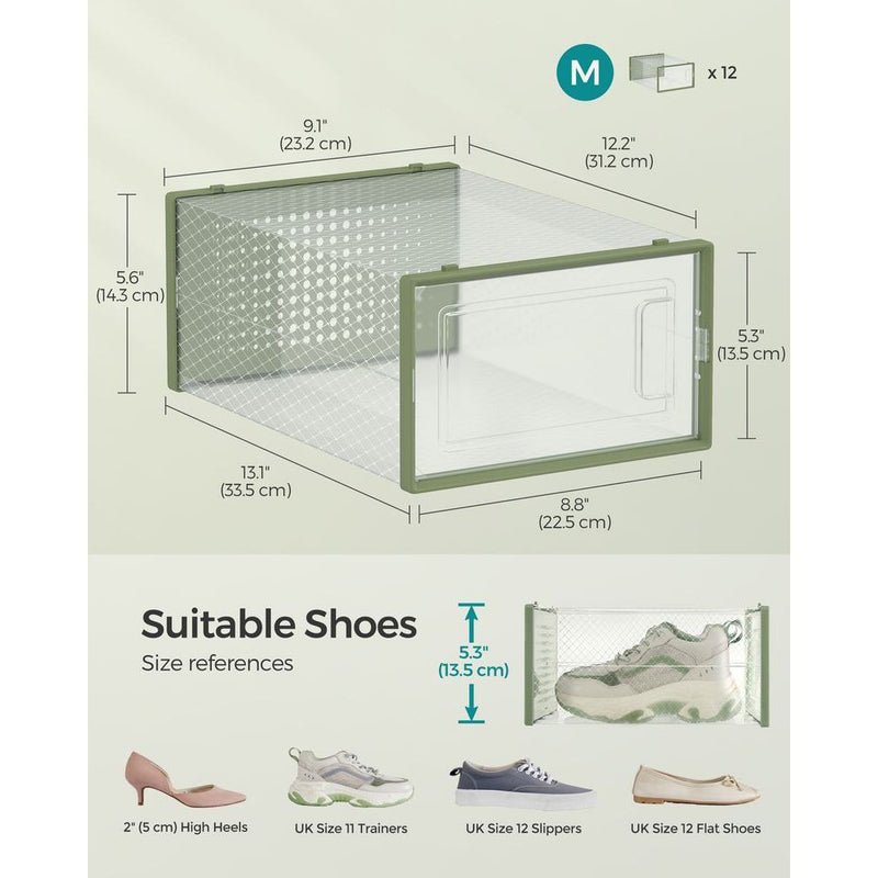 Stackable Shoe Storage Boxes, 12 Pack