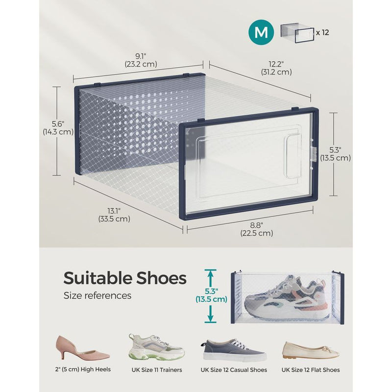 Stackable Shoe Storage Boxes, 12 Pack