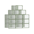 12 Pack Stackable Shoe Storage Boxes, Clear and Green Songmics