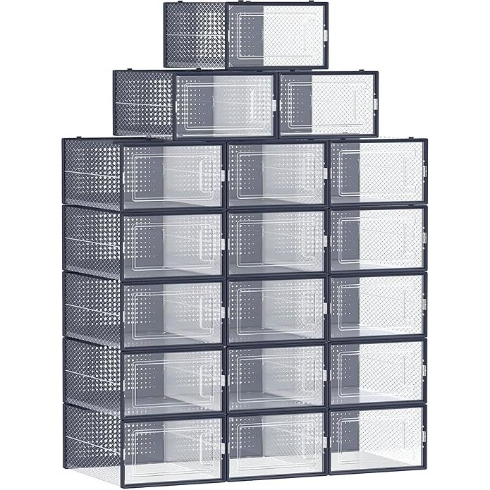 Stackable Shoe Storage Boxes, 18 Pack (UK Size 9)