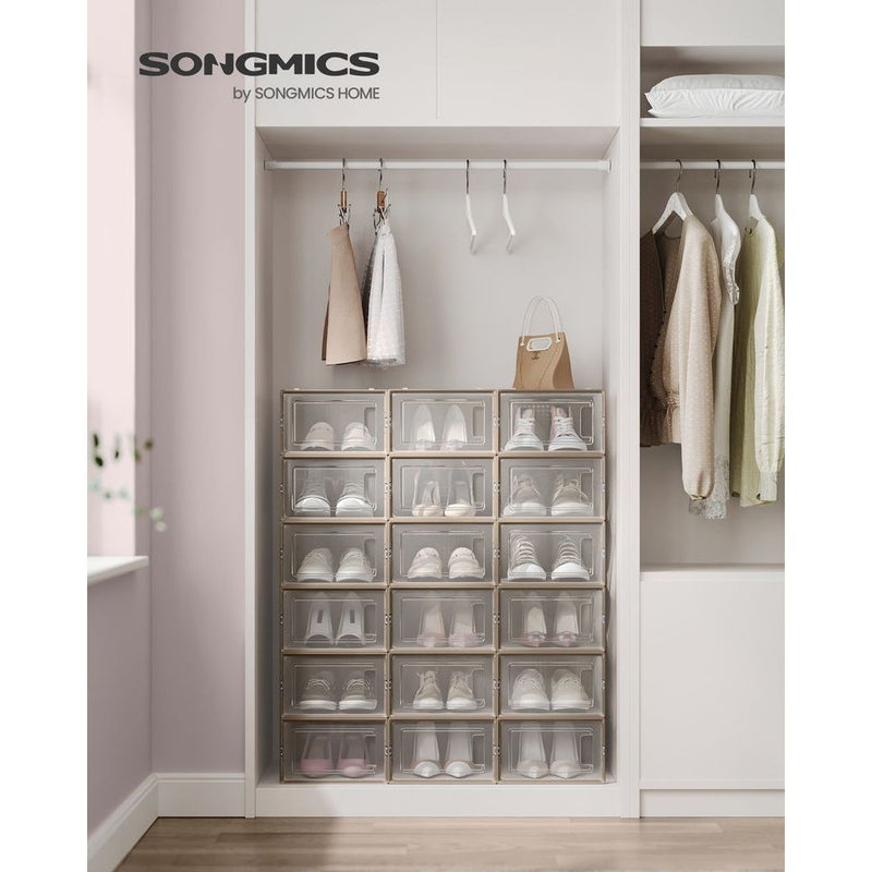 Stackable Shoe Storage Boxes, 18 Pack (UK Size 9)