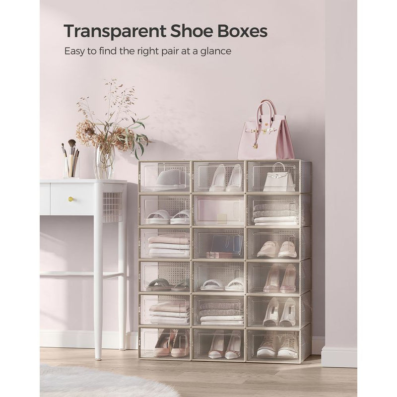 Stackable Shoe Storage Boxes, 18 Pack (UK Size 9)