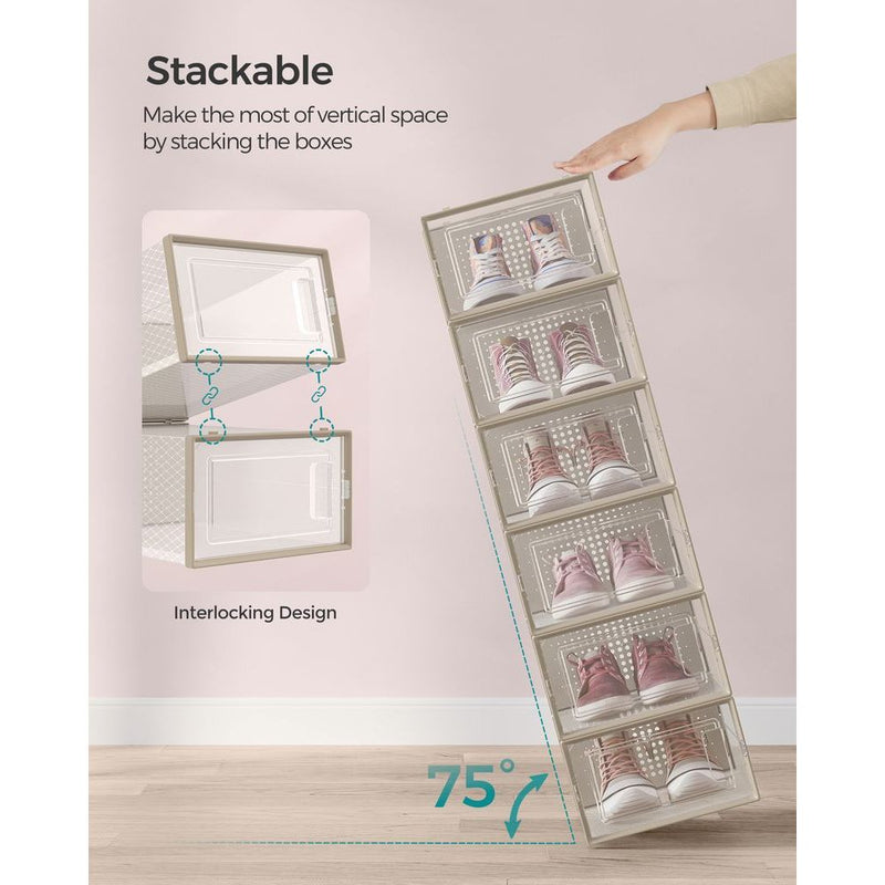 Stackable Shoe Storage Boxes, 18 Pack (UK Size 9)