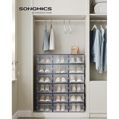 Stackable Shoe Storage Boxes, 18 Pack (UK Size 9) Songmics