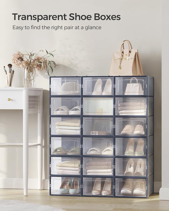 Stackable Shoe Storage Boxes, 18 Pack (UK Size 9)