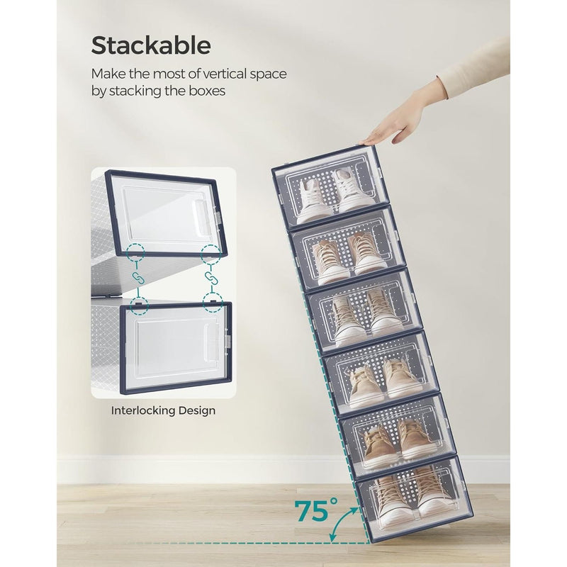 Stackable Shoe Storage Boxes, 18 Pack (UK Size 9)