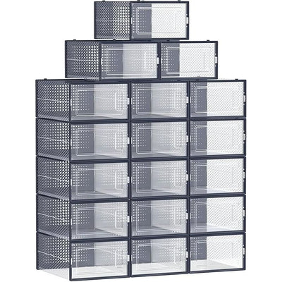Stackable Shoe Storage Boxes, 18 Pack (UK Size 9) Songmics