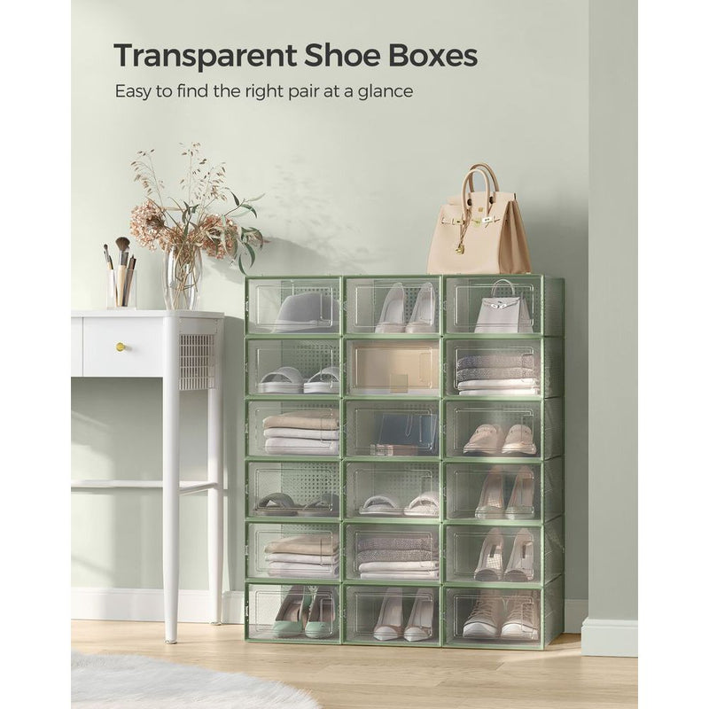 Stackable Shoe Storage Boxes, 18 Pack (UK Size 9)