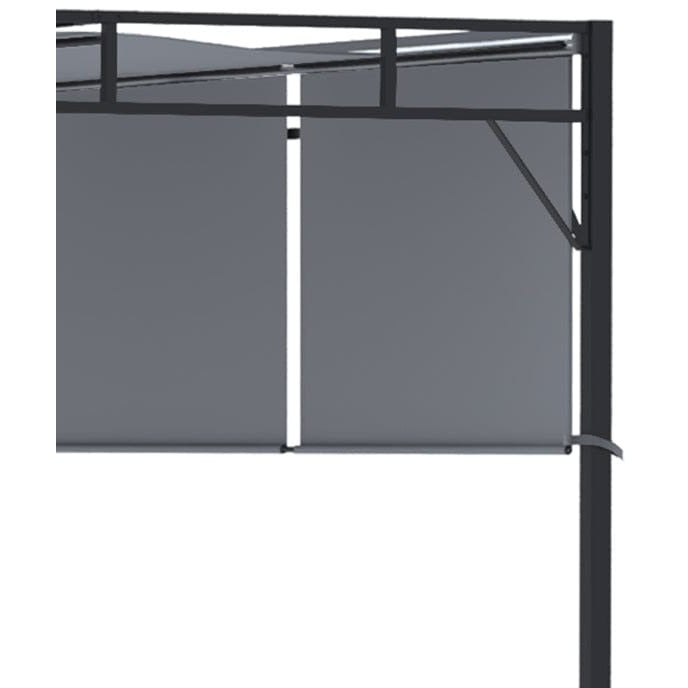 3x3 Metal Pergola With Retractable Roof Canopy - Dark Grey