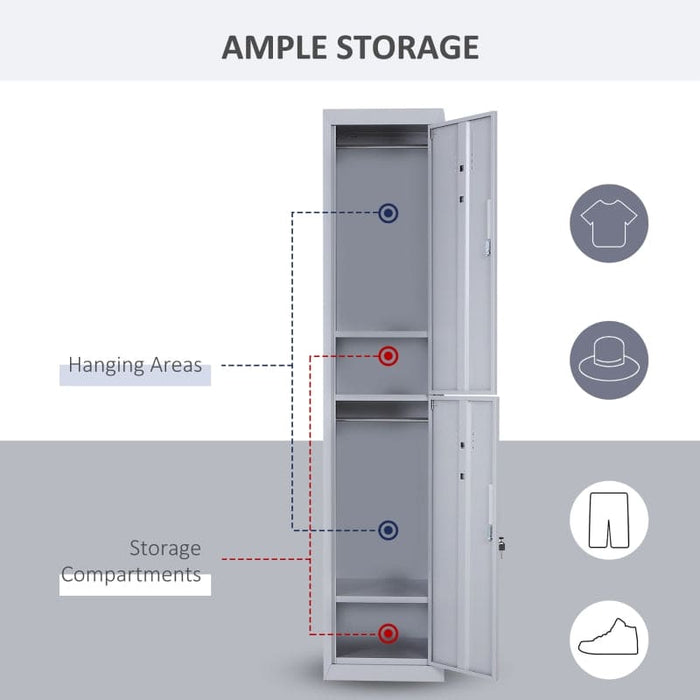 Steel Locker Cabinet 38x46x180cm Grey