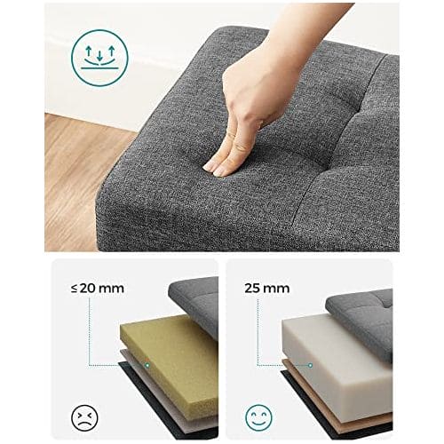 Grey Folding Storage Ottoman Cube With Lid by Songmics