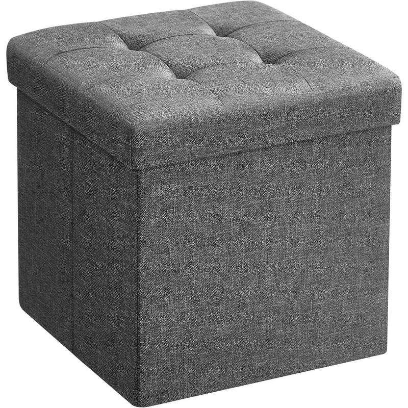 Grey Folding Storage Ottoman Cube With Lid by Songmics