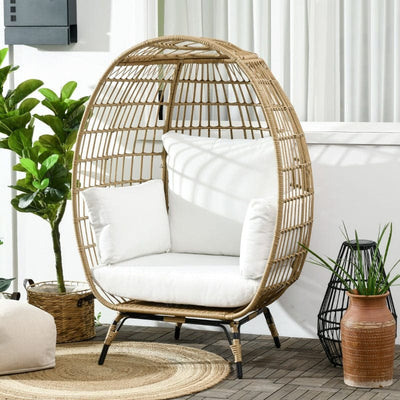 Teardrop Rattan Egg Chair with Legs Outsunny