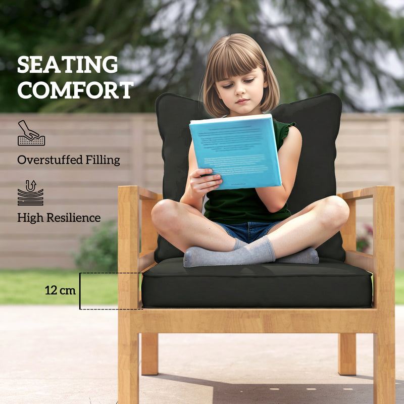 Garden Chair Cushion Set with Thick Padding and Washable Covers Black Outsunny