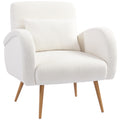Accent Chair with Soft Teddy Fleece and Removable Lumbar Support for Living Room Cream White