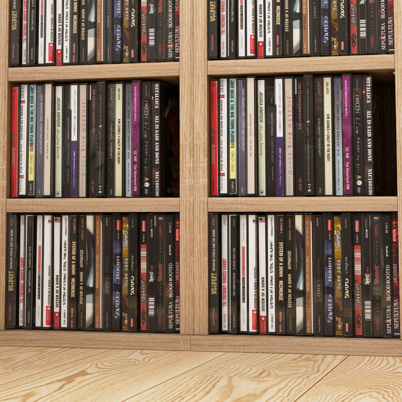 Set of Two CD Storage Towers Holds 102 CDs Each Ideal for Home Organisation, Wood Effect