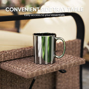 Brown Rattan Garden Recliner Chair With Cushion Side Tray And Footrest by Outsunny