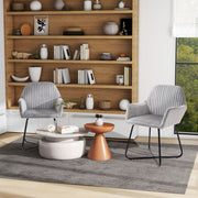 Velvet Plisse Back Accent Chair With Cushioned Seat For Living Room Comfort, Grey