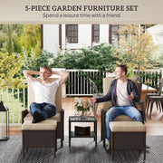 5 Piece Rattan Patio Furniture Set With Cushions for Patio and Balcony by Outsunny