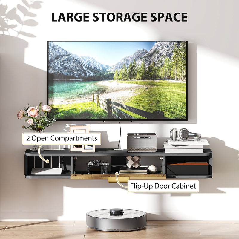 Charcoal Grey 120 cm Floating TV Stand with Hidden Storage Shelves by Outsunny