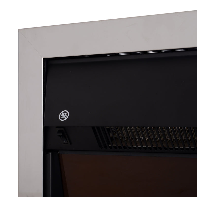 Electric Inset Fireplace with Adjustable Heat and Realistic Coal Effect Silver