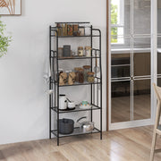 Five Tier Steel Kitchen Storage Shelf Unit With Sturdy Frame For Home Organisation Black