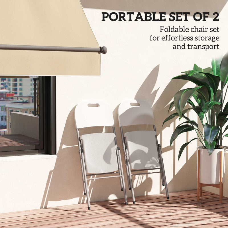 Set of Two Foldable Outdoor Chairs in White for Garden or Camping by Outsunny