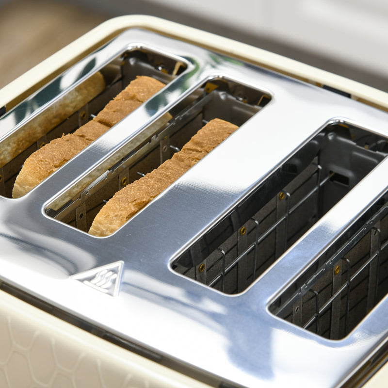 1.7L Fast Boil Kettle And 4 Slice Toaster Set With Browning Control And Crumb Tray Beige