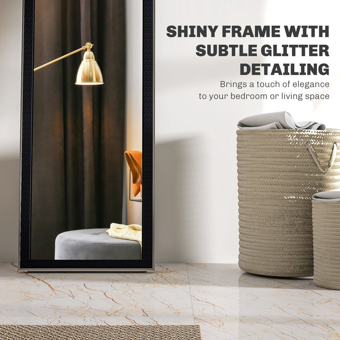 Black Full Length Mirror with Glitter Frame by HOMCOM