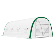 Walk In Polytunnel Greenhouse With Mesh Windows And Zipped Doors For Garden Use White AOSOM
