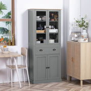 Tall Freestanding Kitchen Pantry Cupboard With Drawer And Adjustable Shelves Grey