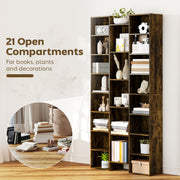 Tall Wooden 21 Cube Bookcase With Open Storage Shelves For Home Office Brown AOSOM
