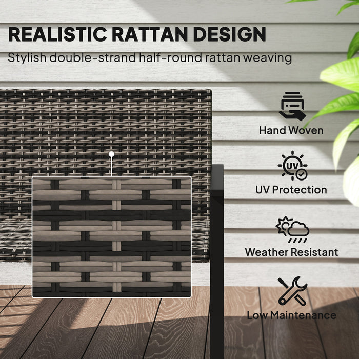 Grey Rattan 2 Seater Garden Bench with Cushions and Steel Frame for Patio Comfort by Outsunny