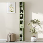 Green Slim Tall Bathroom Storage Cabinet with Drawer Shelves and Cupboards for Small Spaces