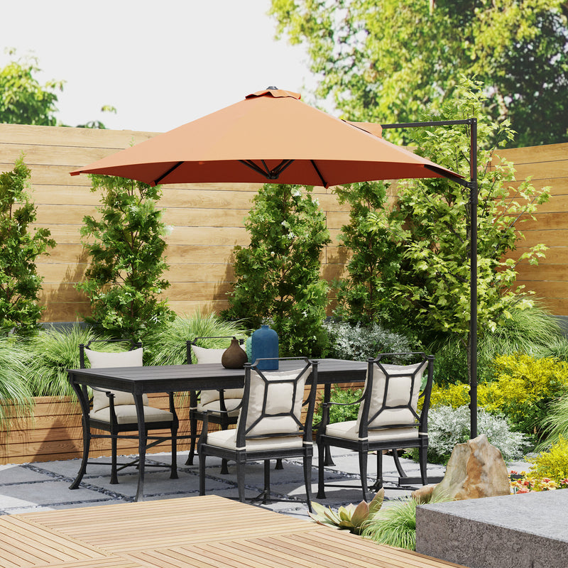 2.5M Cantilever Garden Parasol with 360Â° Rotation and Cross Base Orange by Outsunny