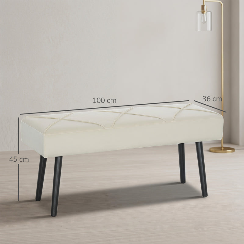 Bedroom Storage Bench with Padded Velvet Seat for Extra Seating and Organisation Cream