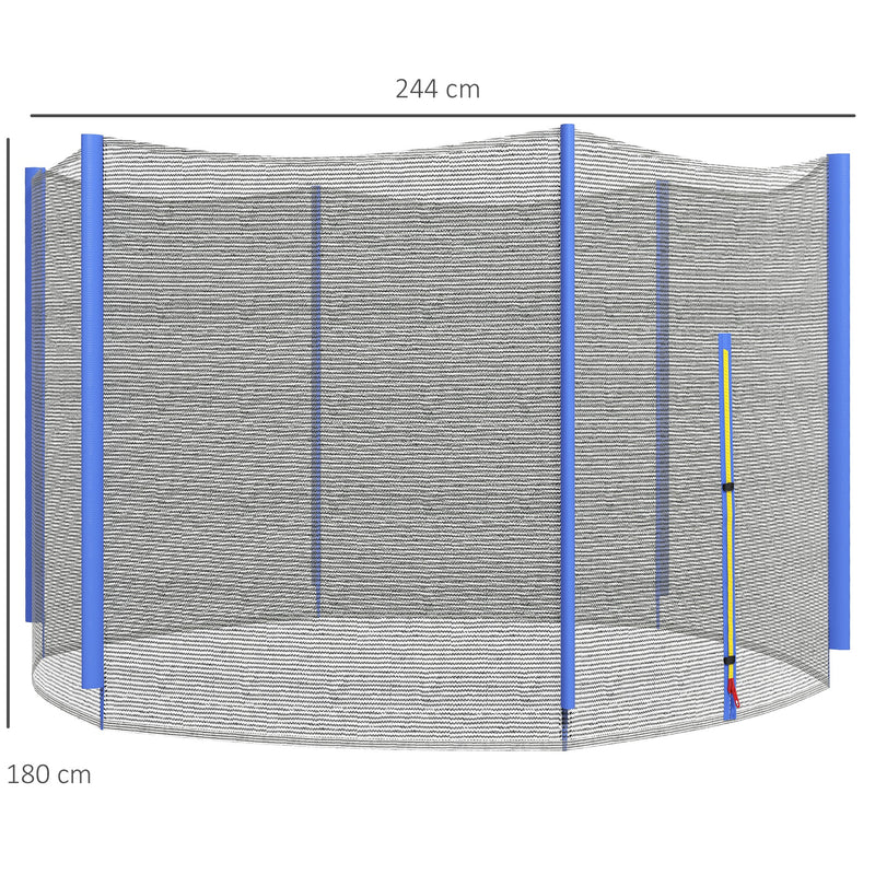 8ft Trampoline Net Replacement with Zipped Entrance and Pole Covers Weather Resistant by SPORTNOW AOSOM