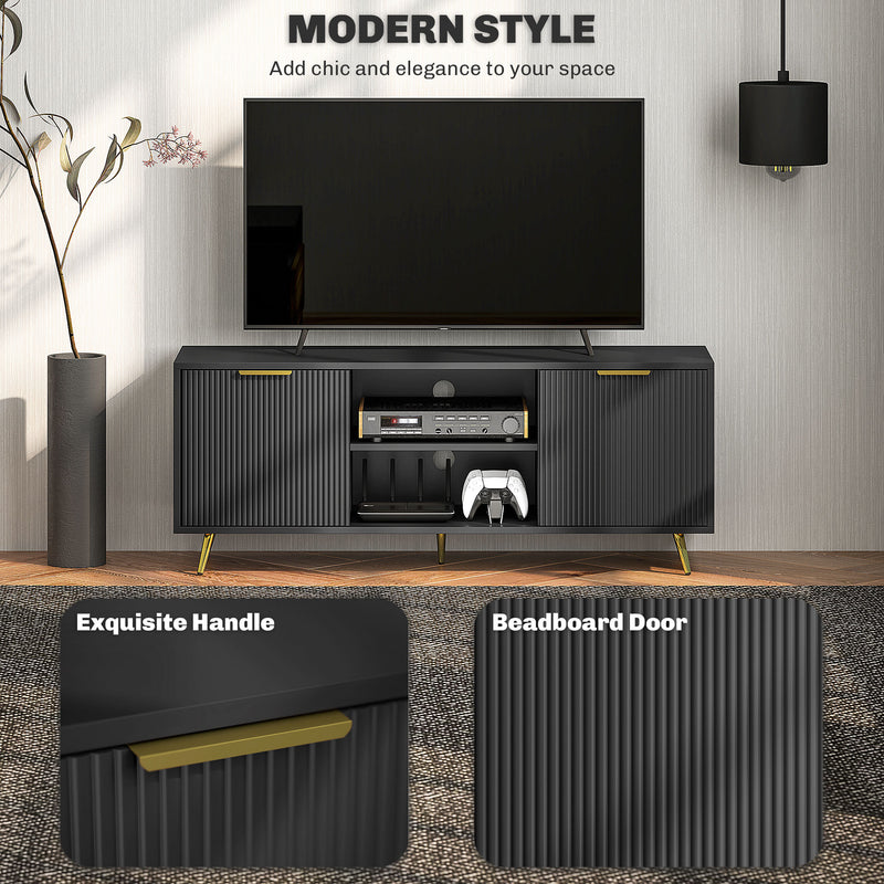 Black TV Stand Cabinet for TVs up to 55 Inch with Storage Shelves and Cable Management by HOMCOM